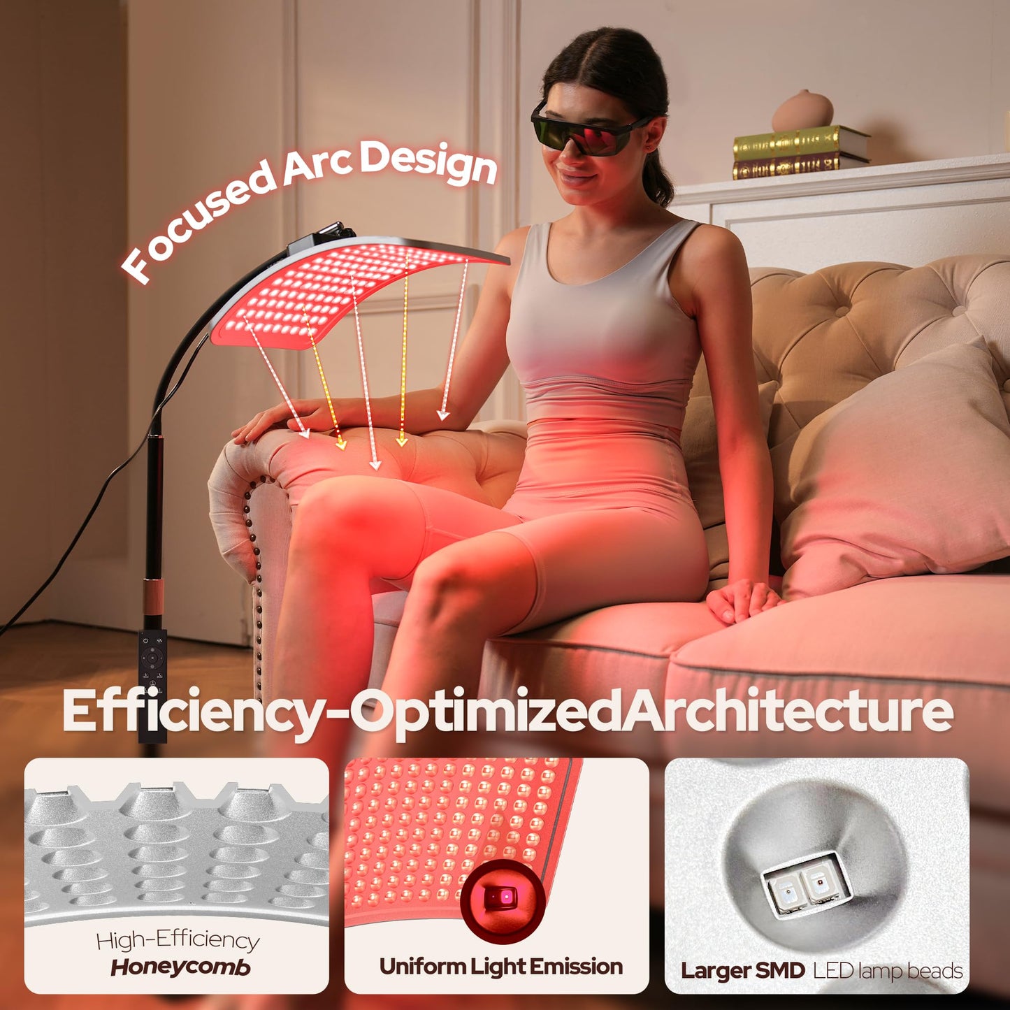Red Light Therapy for Body and Face, 50w Infrared Red Light Therapy Device with Stable Stand,5 Energy Levels & 4 Modes Infrared Panel, 660nm and 850nm Redlight Lamp