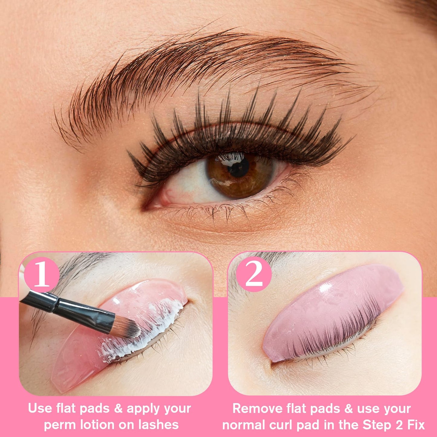 8Pcs Lash Lift Shields Flat, 1mm Thin Korean Lash Lift Pads for Eyelash Straightening and Lifting Super Sticky Glueless Reusable Silicone Lashes Rods for Eyelash Perm Lamination Salon Use(Rose)