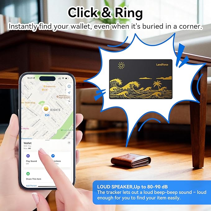 2Pack for Air Tag Wallet Tracker Card 0.07in IP68 Waterproof Bluetooth Tracker Smart Finder, Passport, Work with Apple Find My, Wireless Charging, Card Locator[Apple MFi Certified] iOS Only