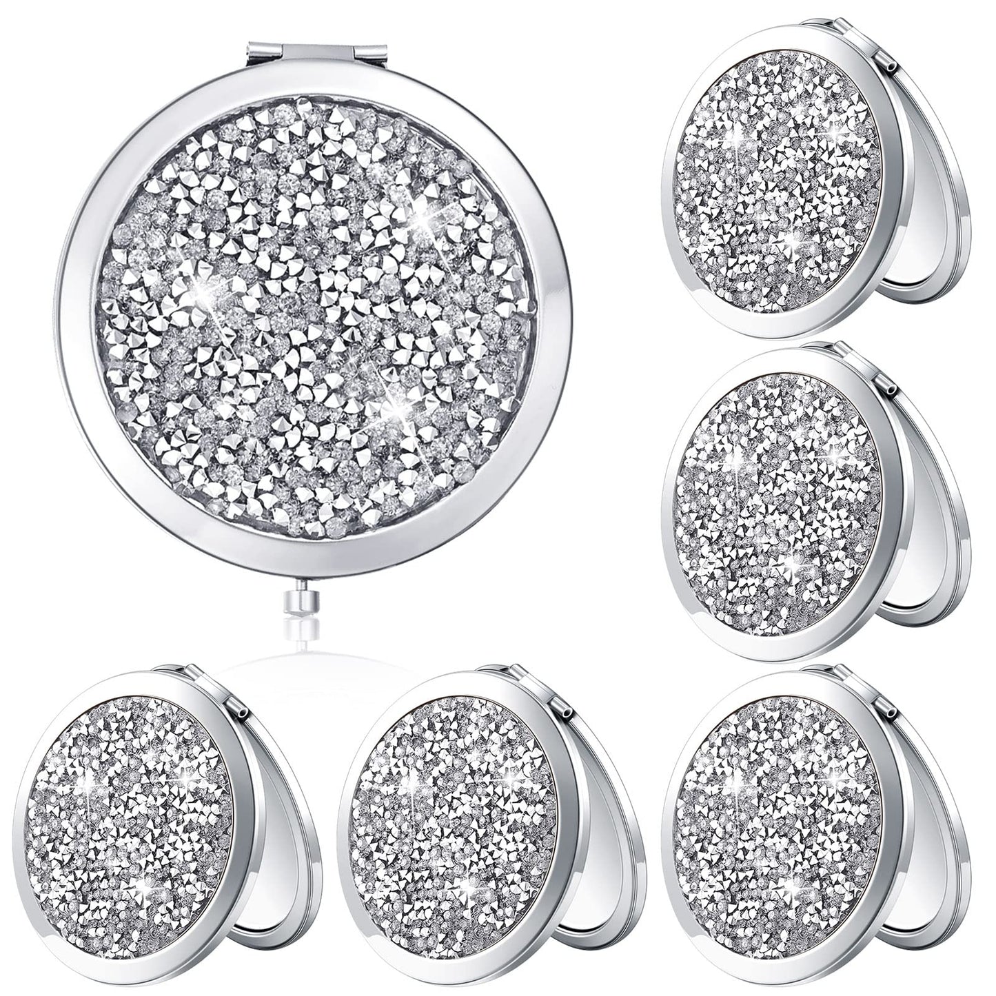 Yulejo 6 Pieces Compact Mirror Bulk Mini Pocket Mirror for Purse Makeup Small Portable Magnifying Cosmetic for Travel Pocket 2.75 Inch Round Folding Gift for Women Mom Bridesmaid Appreciation Wedding