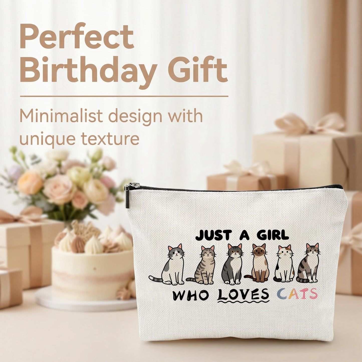 Choinn Cat Gifts for Women Makeup Bag, Waterproof Cosmetic Pouch for Cat Lovers, Cats Themed Gift Travel Toiletry Organizer for Mom, Daughters, Friends (Cat Lovers)