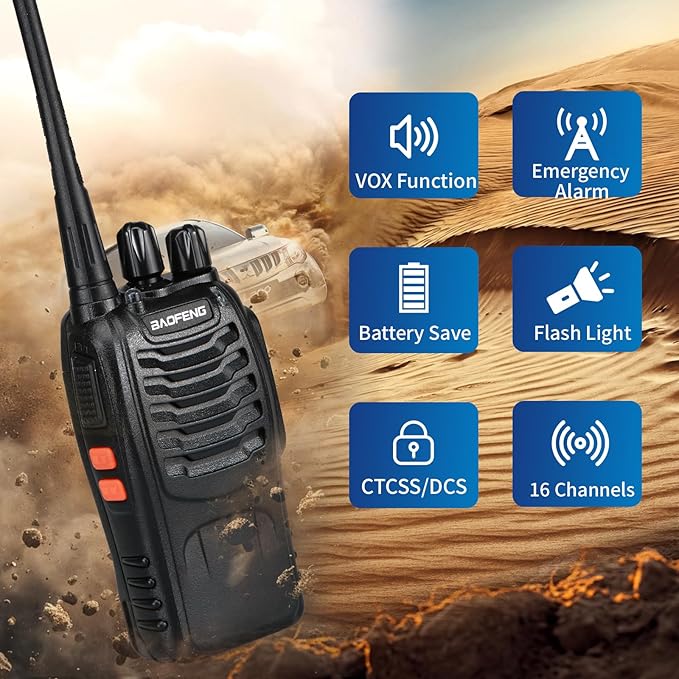 BAOFENG 888S walkie talkies for Adults walkie talkies for Adults 16 Channel Professional Radio Handheld （4PC） (Dark Purple)