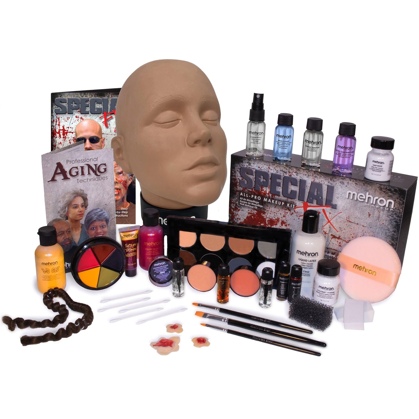 Mehron Makeup Special FX All-Pro Makeup Kit with Practice Head | Complete Professional Stage Kit Includes Practice Head | Special Effects for Theatre, Halloween, & Cosplay | Made in the USA