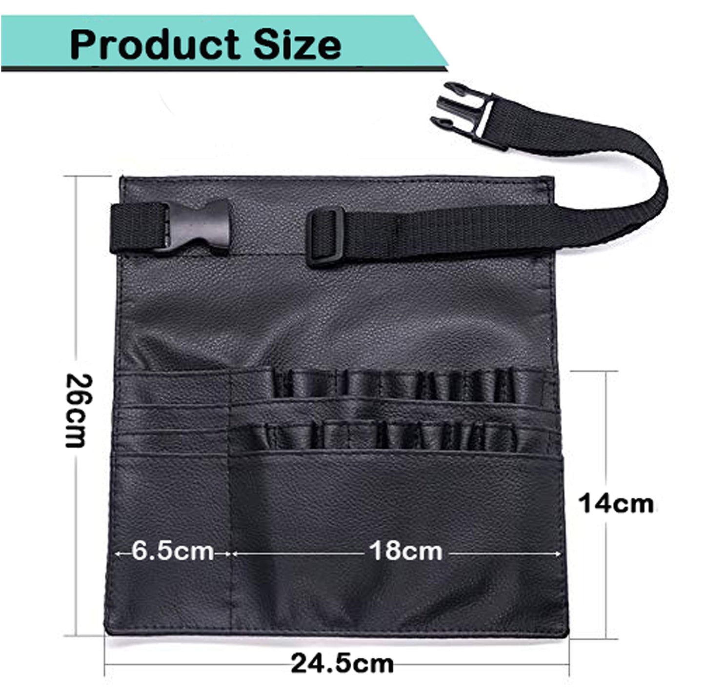 Comicfs Makeup Brush Bag 22 Pockets Professional Cosmetic Holder Organizer Apron with Artist Belt Strap for Women (Brush Not Included)