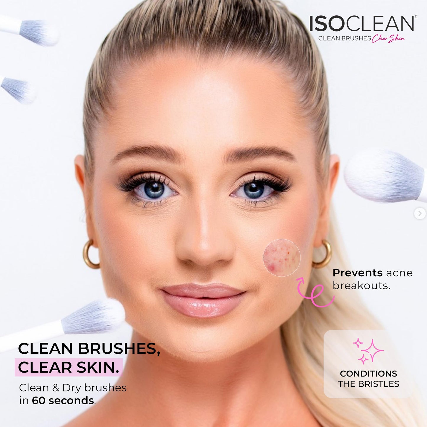 Isoclean Makeup Brush Cleaner – Gentle Daily Use Solution, Reduces Product Buildup, Improves Application, Easy Clean Brush Cleaning Solution & Sponge Cleaner - Spray Top, 18 fl oz