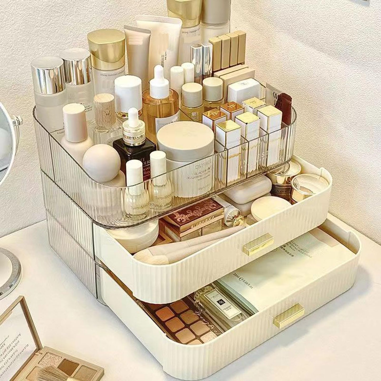 MIUOPUR Stackable Makeup Organizer Drawers, Bathroom Vanity Organizers and Storage, Ideal for Desk and Dresser Countertops, Great for Cosmetics, Skincare, Lipsticks, Nail Care, Cream
