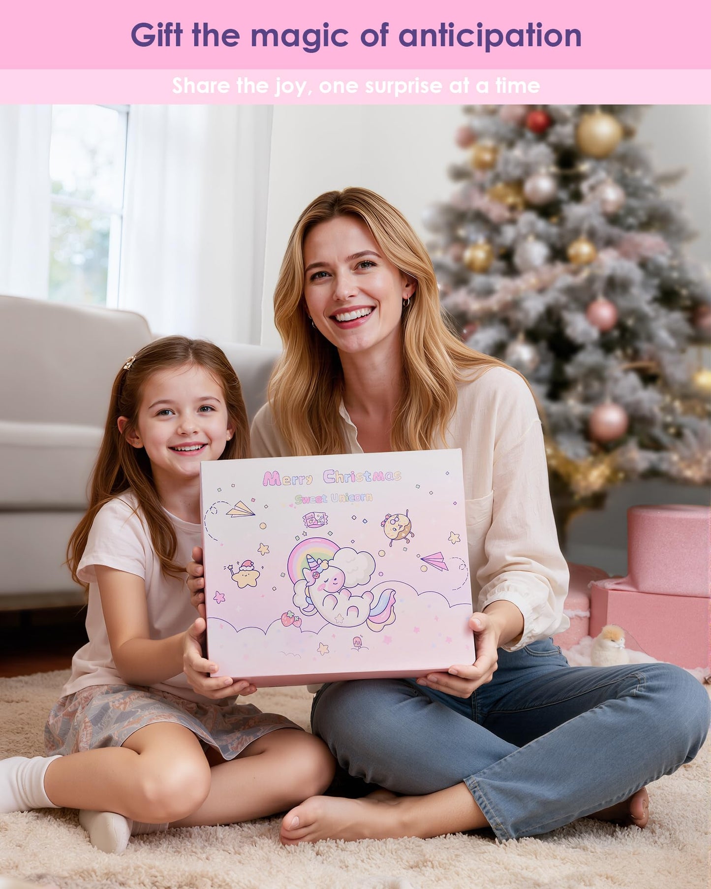 Advent Calendar 2025 for Girls, 24-Day Fantasy Unicorn Christmas Countdown Calendar, Perfect Holiday Gift Suitable for Girls Aged 3-9, Includes Accessories, Stationery