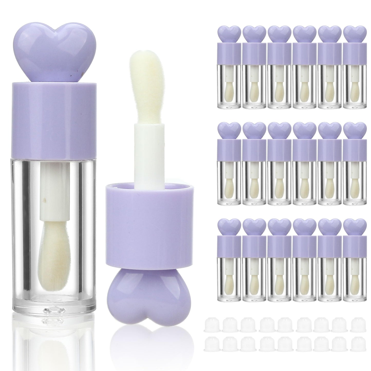 COSIDEA 18pcs 4ml 0.13oz Round Purple big doe foot wand lip gloss tubes for DIY Cute lipgloss containers tubes with thick brush