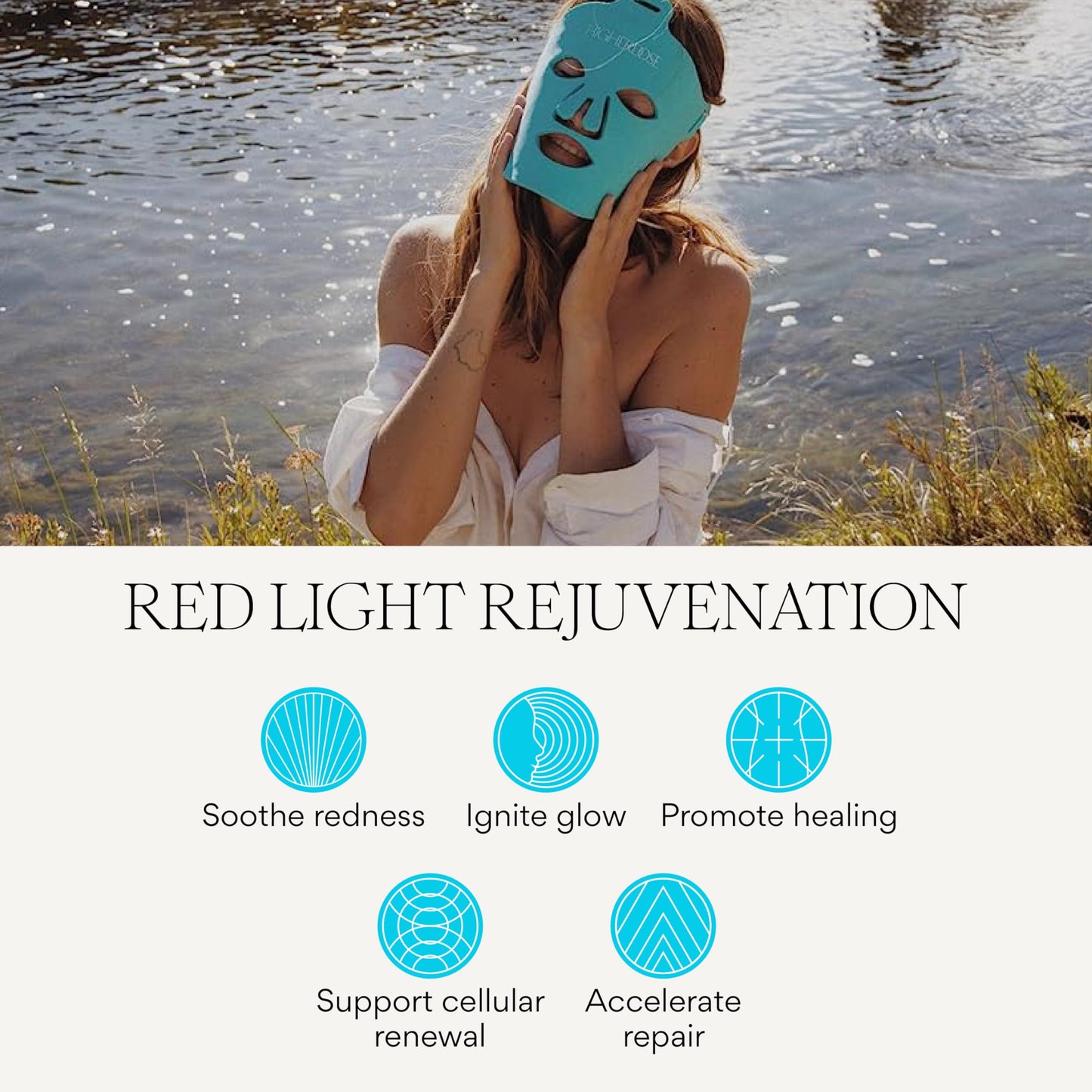 HigherDOSE Red Light Therapy Face Mask & Light-Activated Glow Serum - Cordless LED Facial Light Therapy Promotes Cellular Renewal & Glowing Skin - Collagen Face Serum Boosts Infrared Benefits (2 Pcs)