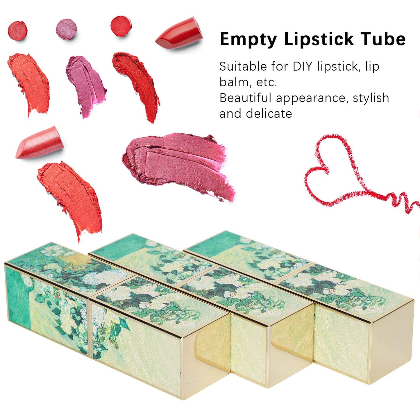 ZJchao Lipstick Tube, 3pcs DIY Magnetic Snap Empty Lipstick Tube DIY Refillable Lip Container Cosmetic Tool Portable Lip Gloss Containers for Women Girls Makeup