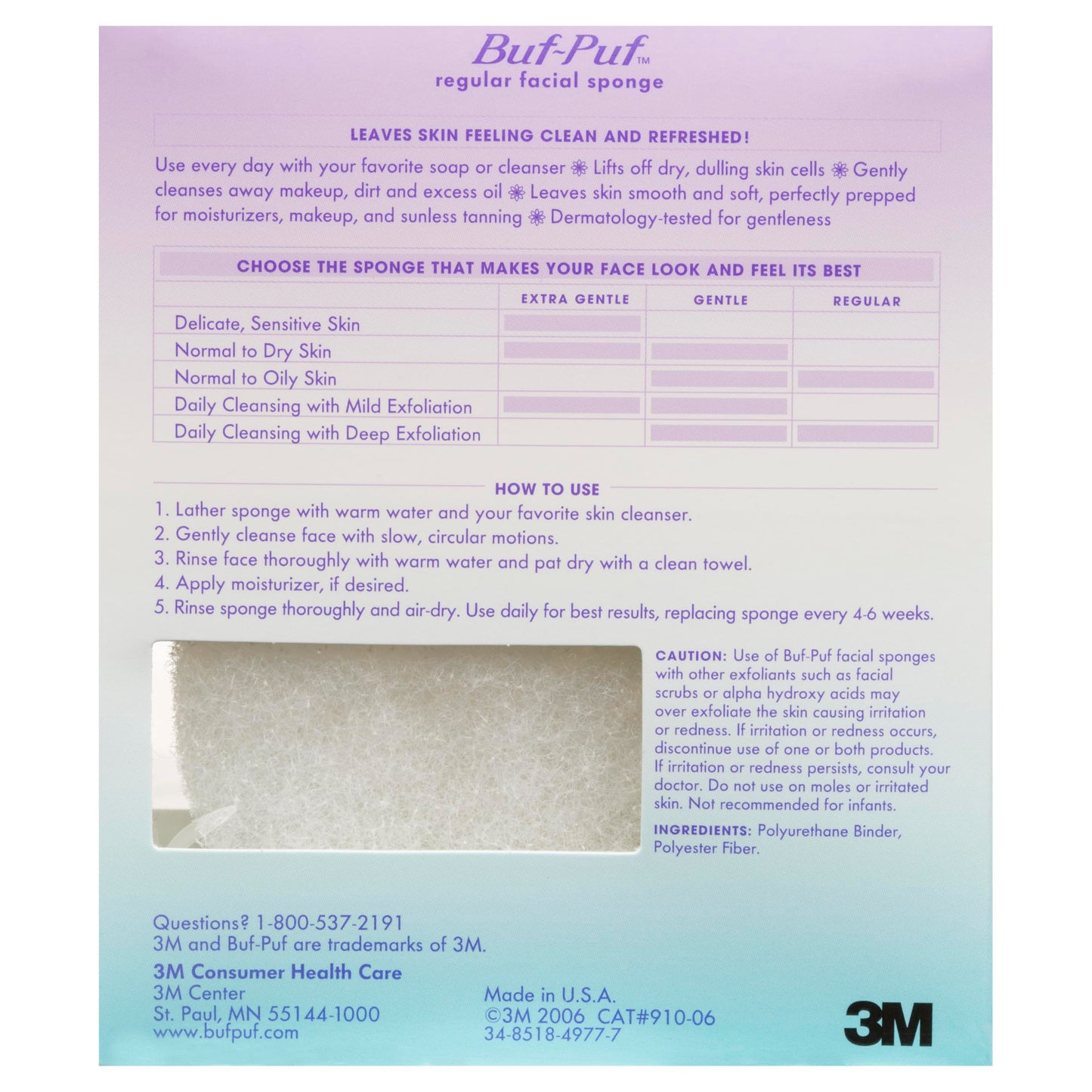 Buf-Puf Facial Sponge, Dermatologist Developed, Removes Deep Down Dirt & Makeup That Causes Breakouts and Blackheads, Reusable, Exfoliating, White, 12 Count