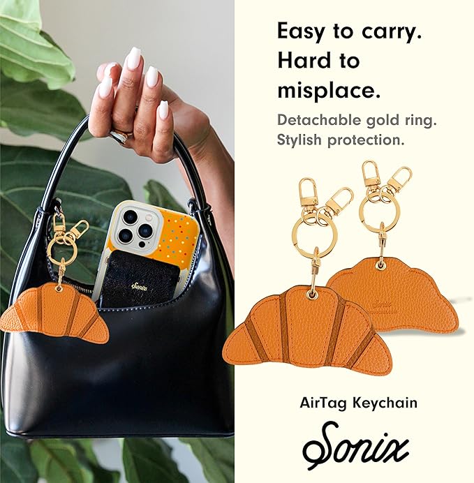 Sonix Keychain Case Compatible with Apple AirTag | Protective AirTag Cover Keychain Charm | Pretzel Croissant