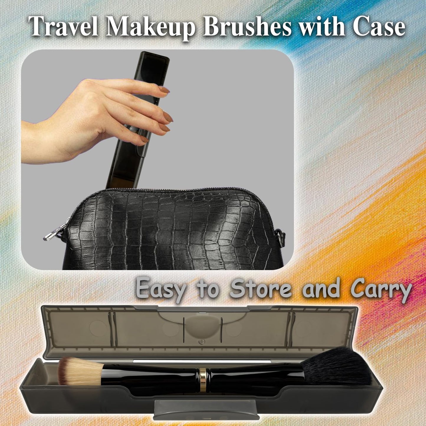 Zylsnice 4 in 1 Makeup Brush, Travel Makeup Brush Set with Case, Mini Makeup Brushes, Powder Foundation Brush, Concealer Brush, Eyeshadow Brush, Dual Ended Makeup Brush for Liquid,Cream, Powder