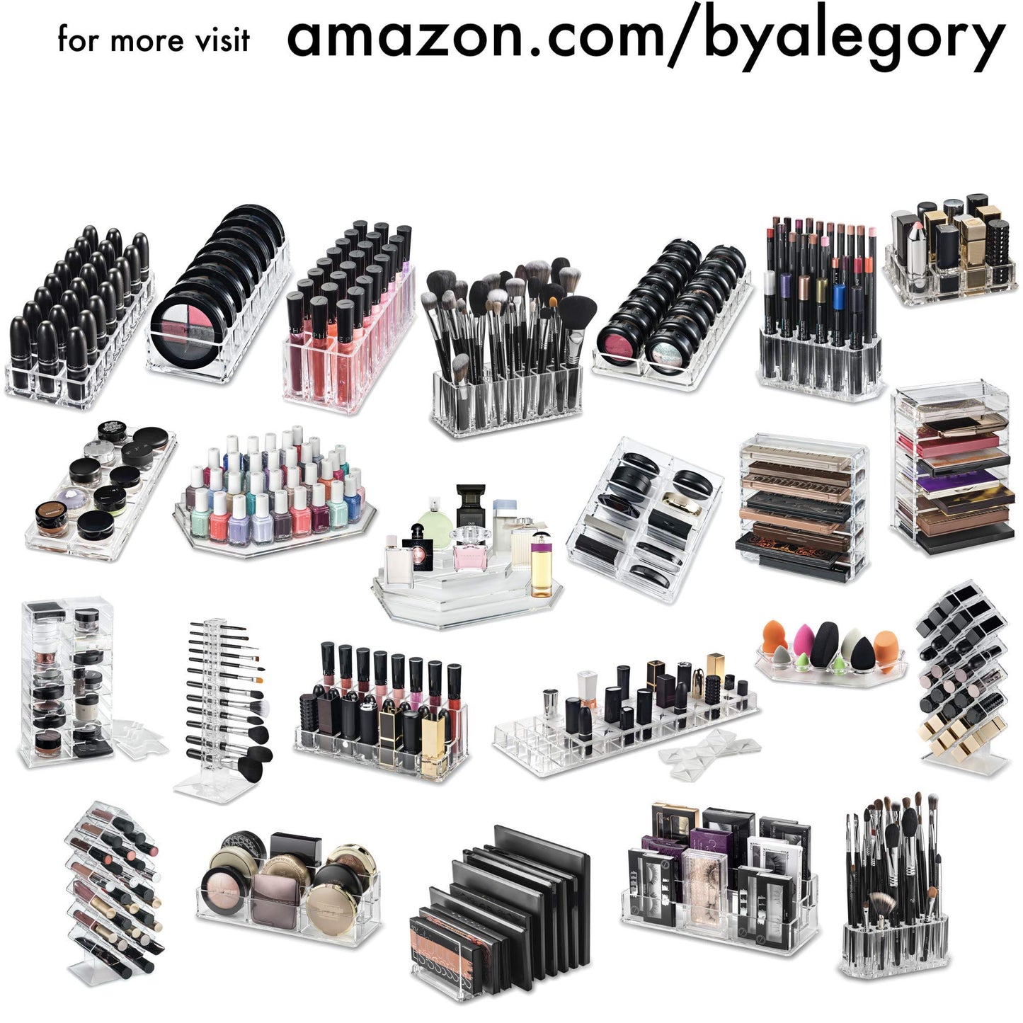 byAlegory Tiered Acrylic Eyeshadow Palette Makeup Organizer (Small Palettes, Compacts, Lipsticks, Lip Gloss, Eye Shadows, Cosmetics) | 3 Tier Cosmetic Storage (CLEAR)
