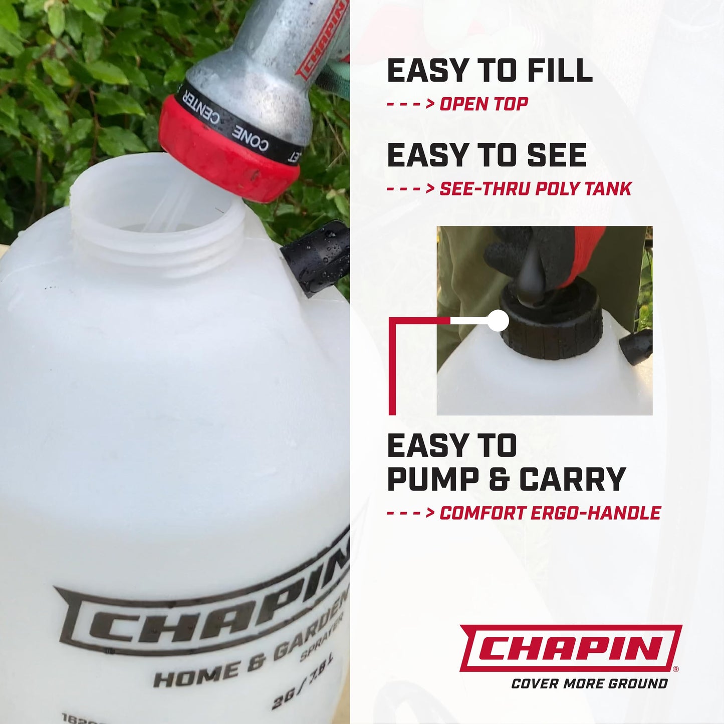 Chapin 1-Gallon Deluxe Garden Sprayer, Anti-Clog Performance