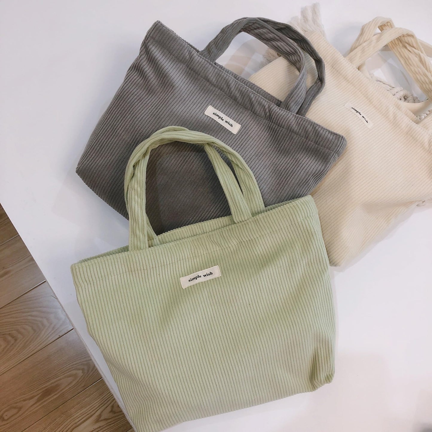 Sminra Corduroy Small Tote Bible Bag for Women, Mini Daily Handbag Cute Aesthetic for Book, Essential, Water Bottle Organizer (Dusty Green)
