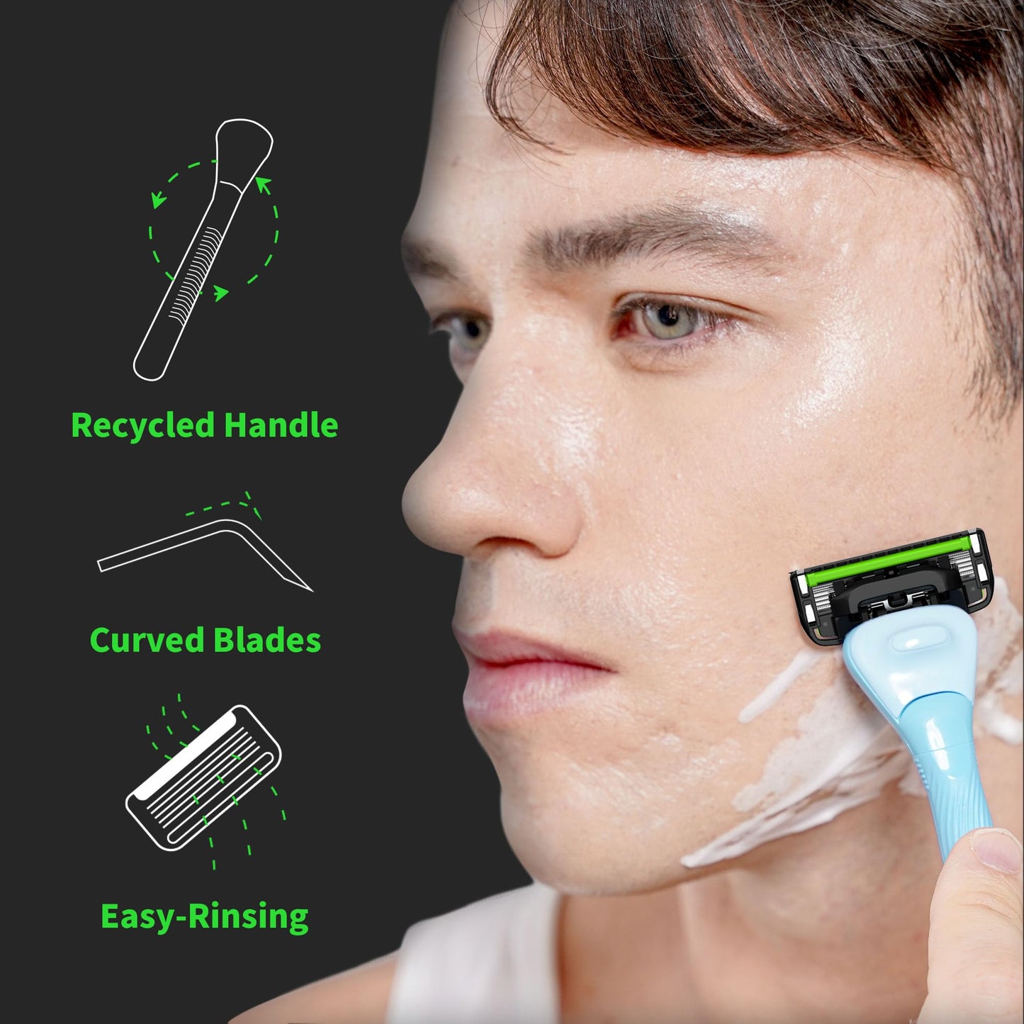 DORCO with Earth Razor with Pace 6 Pro Cartridges • Handle Made from Post Recycled Plastic • Premium Blades For Men and Women Body & Face Shaving • One Handle and 5 Cartridges