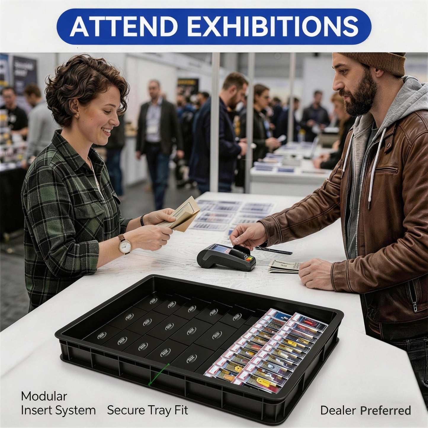 DEDC 10 Pack Modular Acrylic Graded Card Display Risers Black Trading Card Stands for Vendor Showcase and Sorting Tray