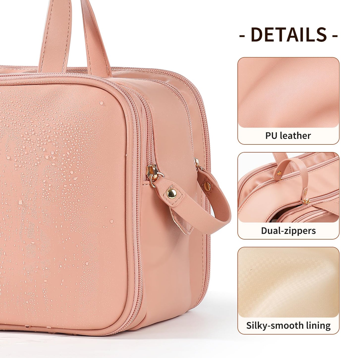 Large Travel Makeup Bag for Women with Luggage Sleeve and Reinforced Dual Handles, Featuring 10 Independent Elastic Brush Slots and 25 Pockets, Large Capacity Waterproof Cosmetic & Toiletry Organizer