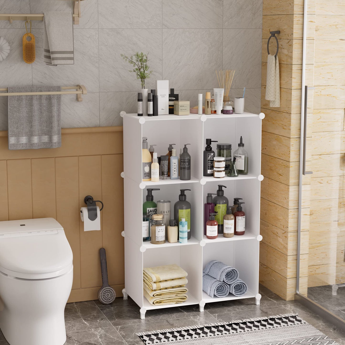 Stackable Closet Organizers and Storage 6 Cube Storage Organizer Closet Organizer for Bathroom Closet Storage for Wardrobe