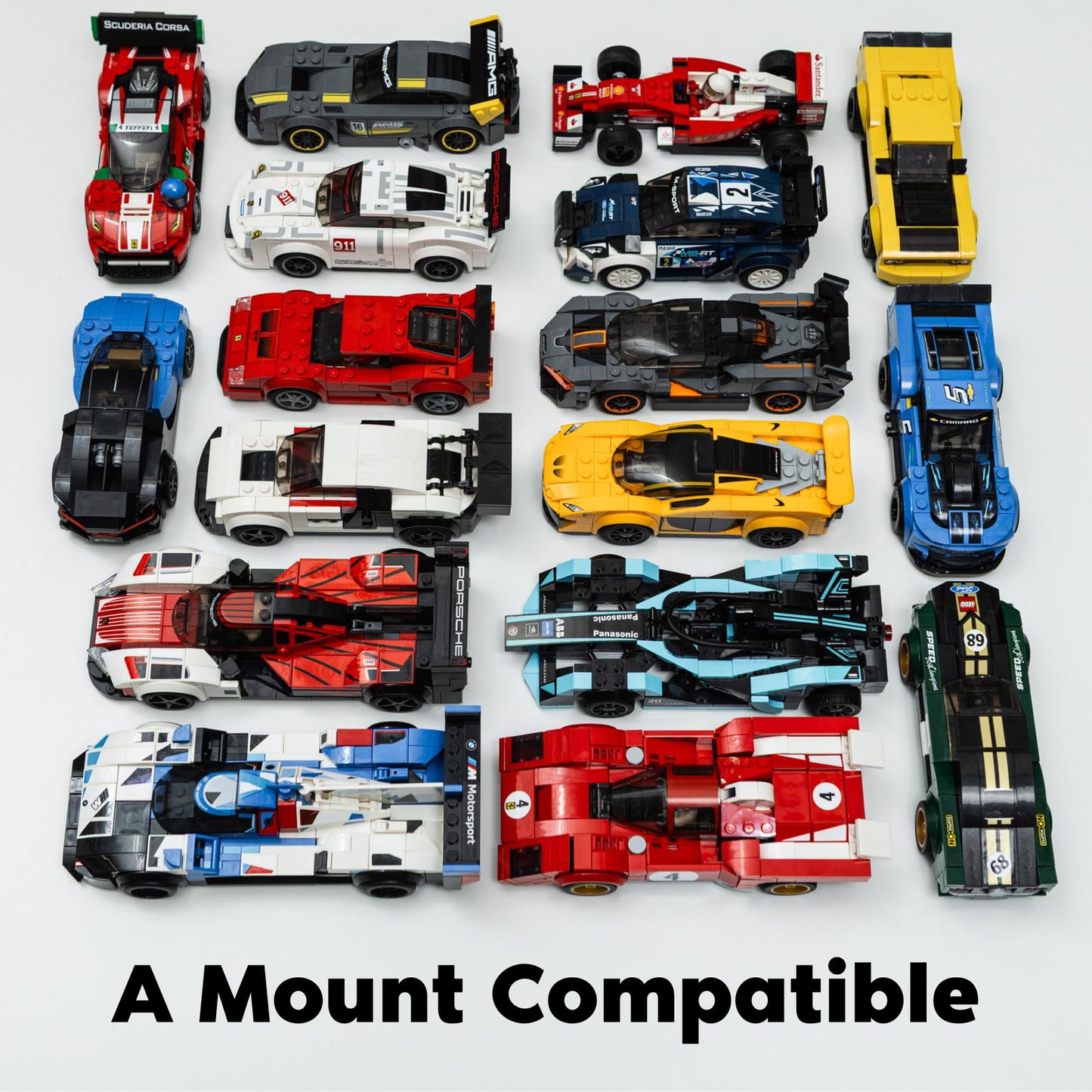 Brickify Shelf Display Riser Compatible With LEGO Speed Champions - Cars NOT Included - Display Your Collection - Space Saving Display Solution (Starter Pack)