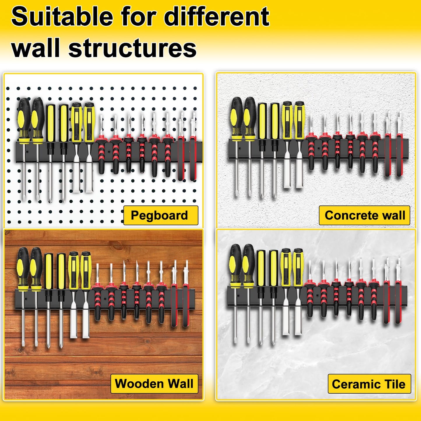 jsyonii Screwdriver Plier Organizer Wall Mount,Screwdriver Rack,Metal Plier Holder Utility Tool Holder Organizers and Storage Rack for Garage Workshop Workbench Tool Chest Cart,1 PCS