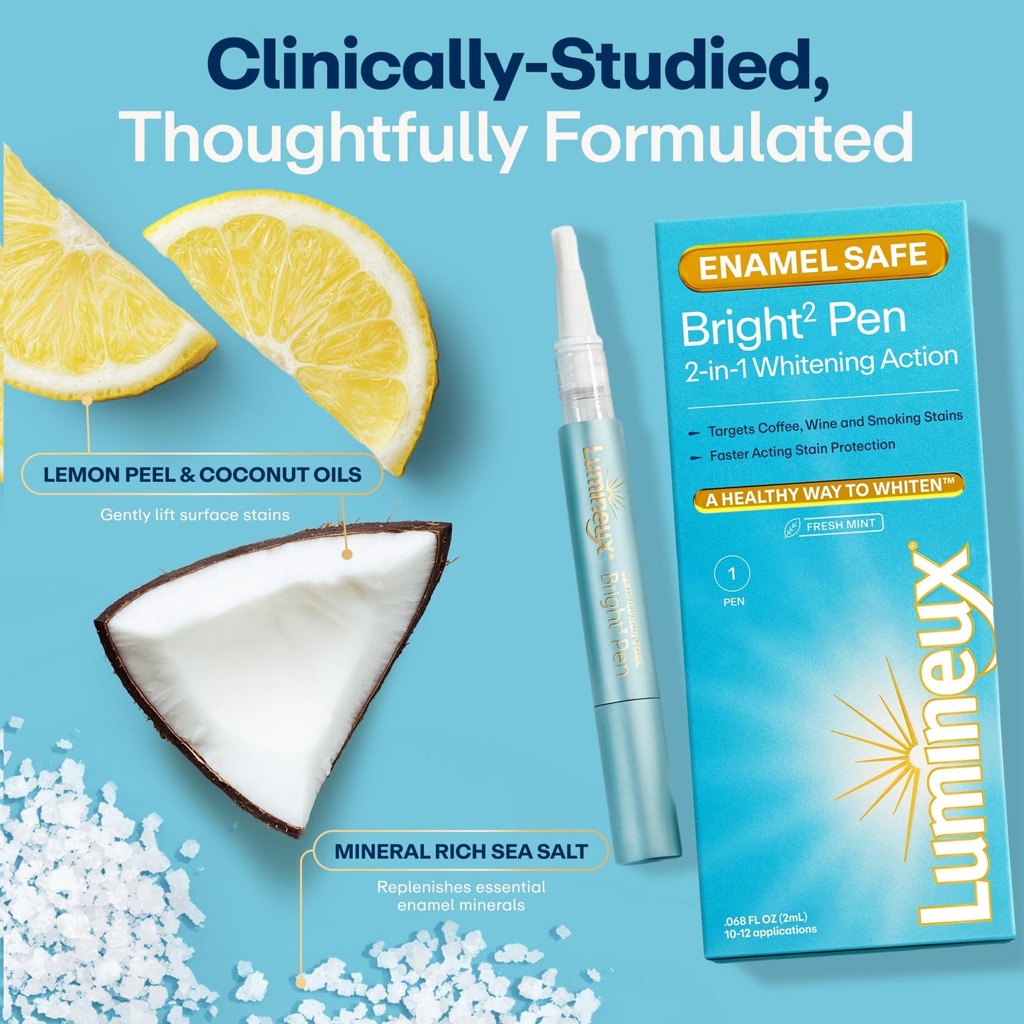 Lumineux 2-in-1 Whitening Pen Enamel Safe and Clinically Proven to Whiten Without The Sensitivity - Removes Coffee, Tea, and Smoking Stains