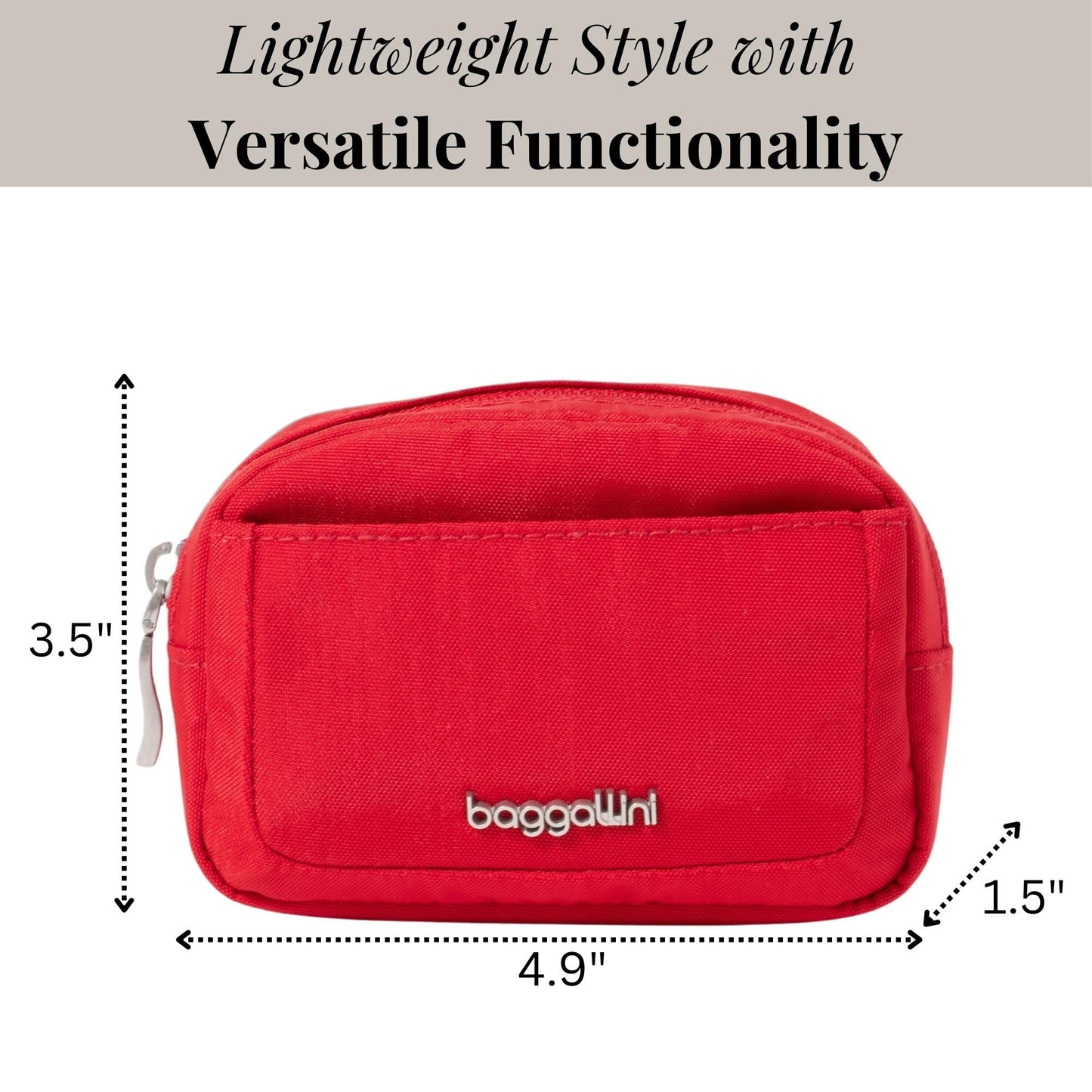 Baggallini Mini Cosmetic Pocket - Lightweight 5x3 Inch Makeup Bag - Travel Essentials Makeup Organizer
