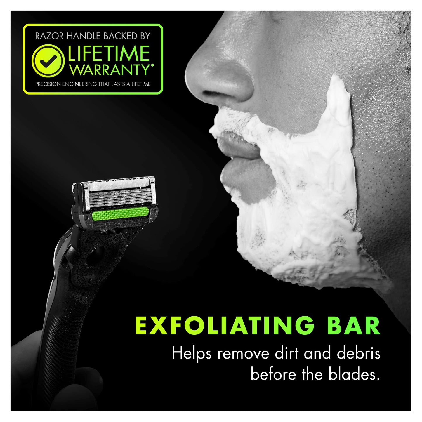 Gillette Labs Men's Razor, Shaving Kit Includes 1 Handle, 2 Blade Refills, 1 Premium Magnetic Stand, Black and Gold