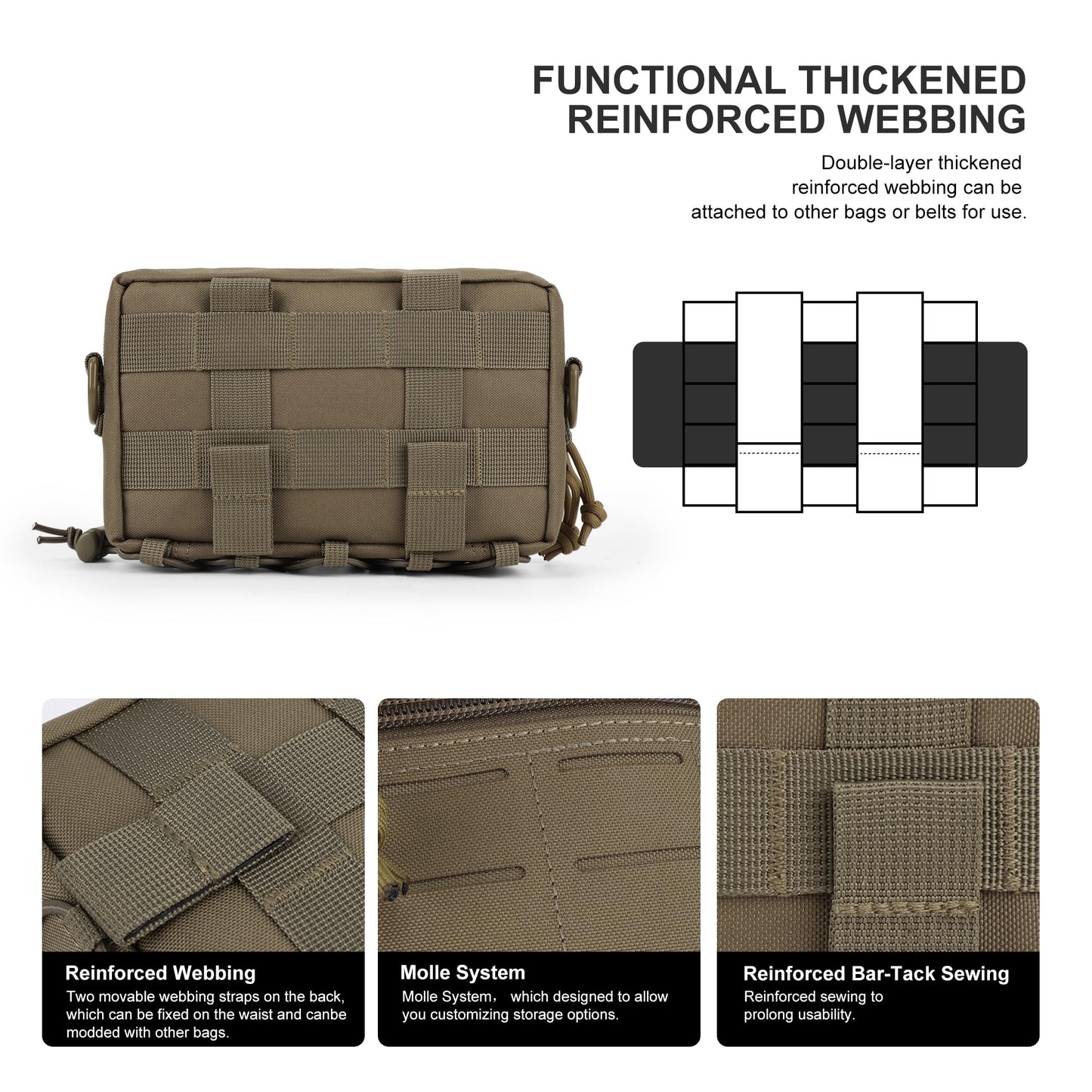 Mardingtop Tactical Molle Utility Pouch, Small Military Admin EDC Tool Organizer Bag