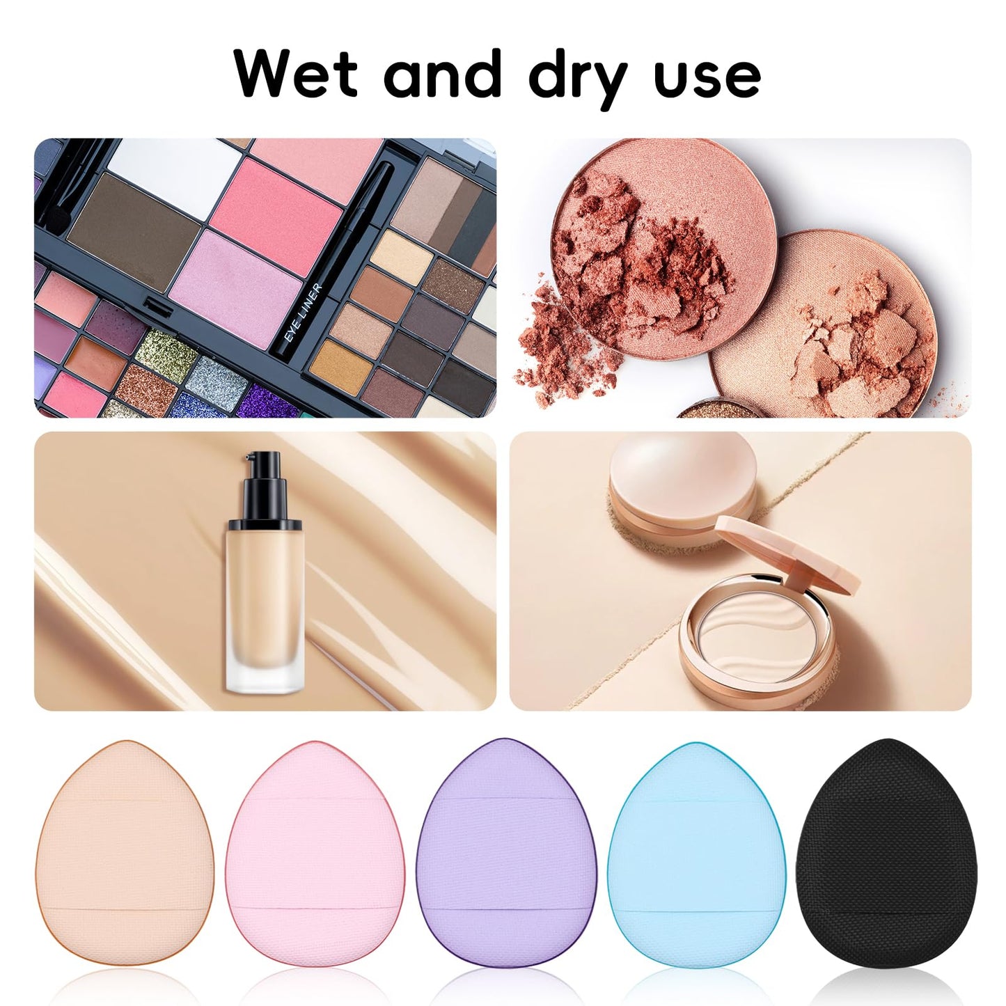 60 Pcs Mini Powder Puff Set with Storage Box, Latex-Free Thickened Makeup Puff for Dry & Wet Use, Ideal for Foundation, Powder & Concealer Application