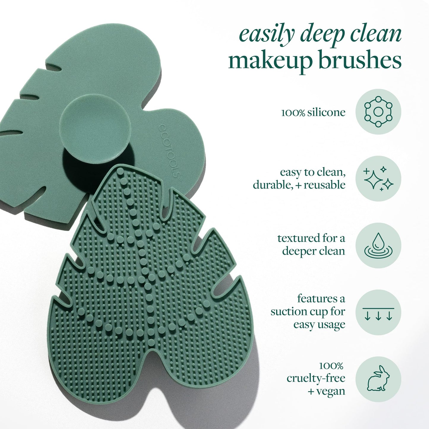 EcoTools Makeup Brush Cleaner Set – Brush & Sponge Shampoo (Extra Large Bottle) + Silicone Cleansing Pad with Suction