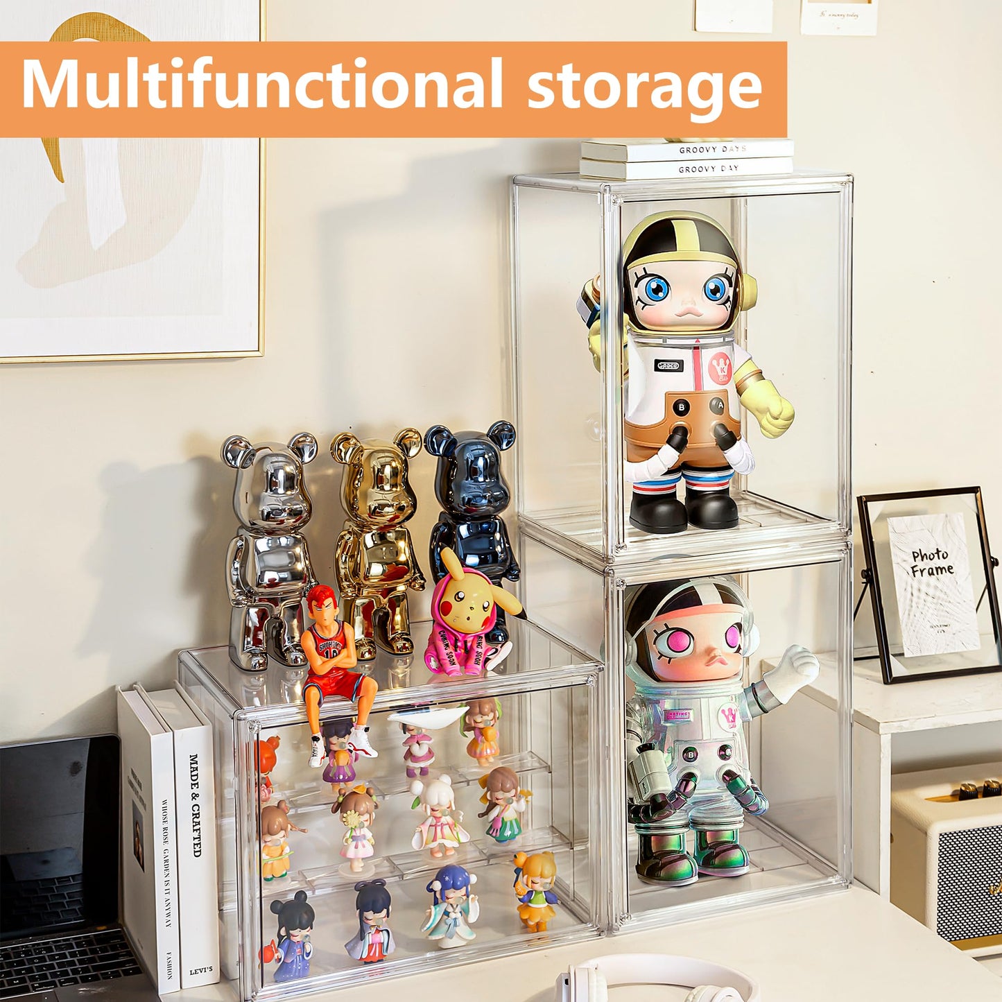 Attelite Acrylic Display Case for Collectibles 3-Tier Adjustable 2Pack