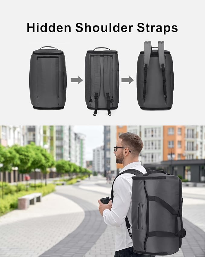 NPBAG Convertible Garment Duffle Bags for Travel - Carry on Garment Bag, Suit Bag for Men & Women, 3 in 1 Foldable Travel Duffle Backpack with Shoulder Strap (Woven Blue)