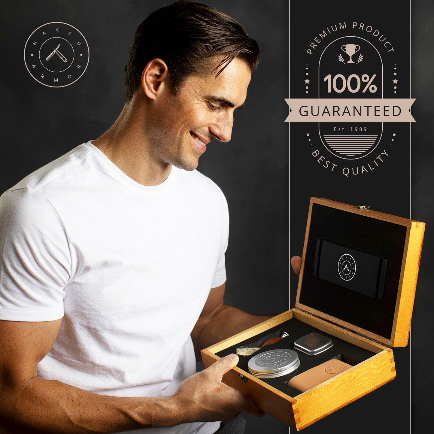 Complete Straight Razor Kit - Straight Razor Shaving Kit for Men with Gold Japanese Stainless Steel Blade, Leather Strop, Shave Soap, Shaving Brush, Strop Paste, Leather Case, Gift Box