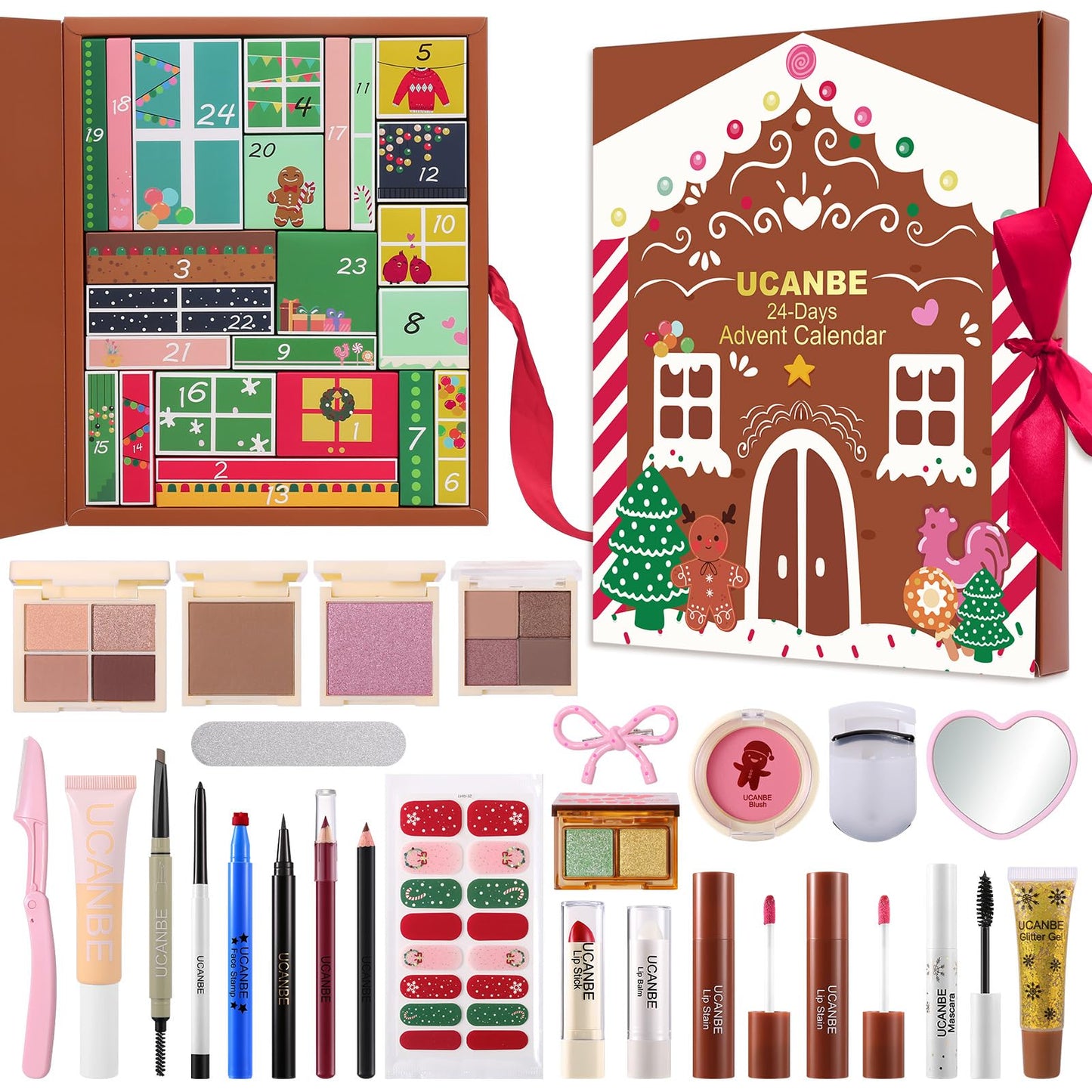 Makeup Advent Calendar 2026, 24 Days Christmas Gift Makeup Sets For Women, UCANBE 2026-2027 Xmas Countdown Calendar Full Makeup Kits Beauty Makeup & Cosmetic For Teens, Girls Gift
