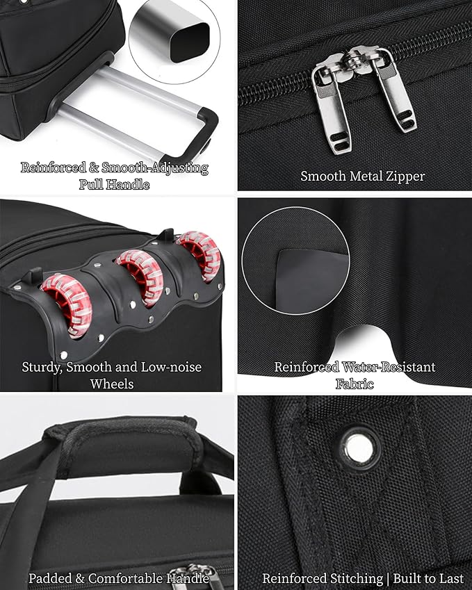 Expandable Rolling Duffle Bag with Wheels, 28" Foldable Carry On Luggage Suitcases, Water-Resistant Travel Duffle Bag Carry On Suitcase Weekend Bag for Women Men
