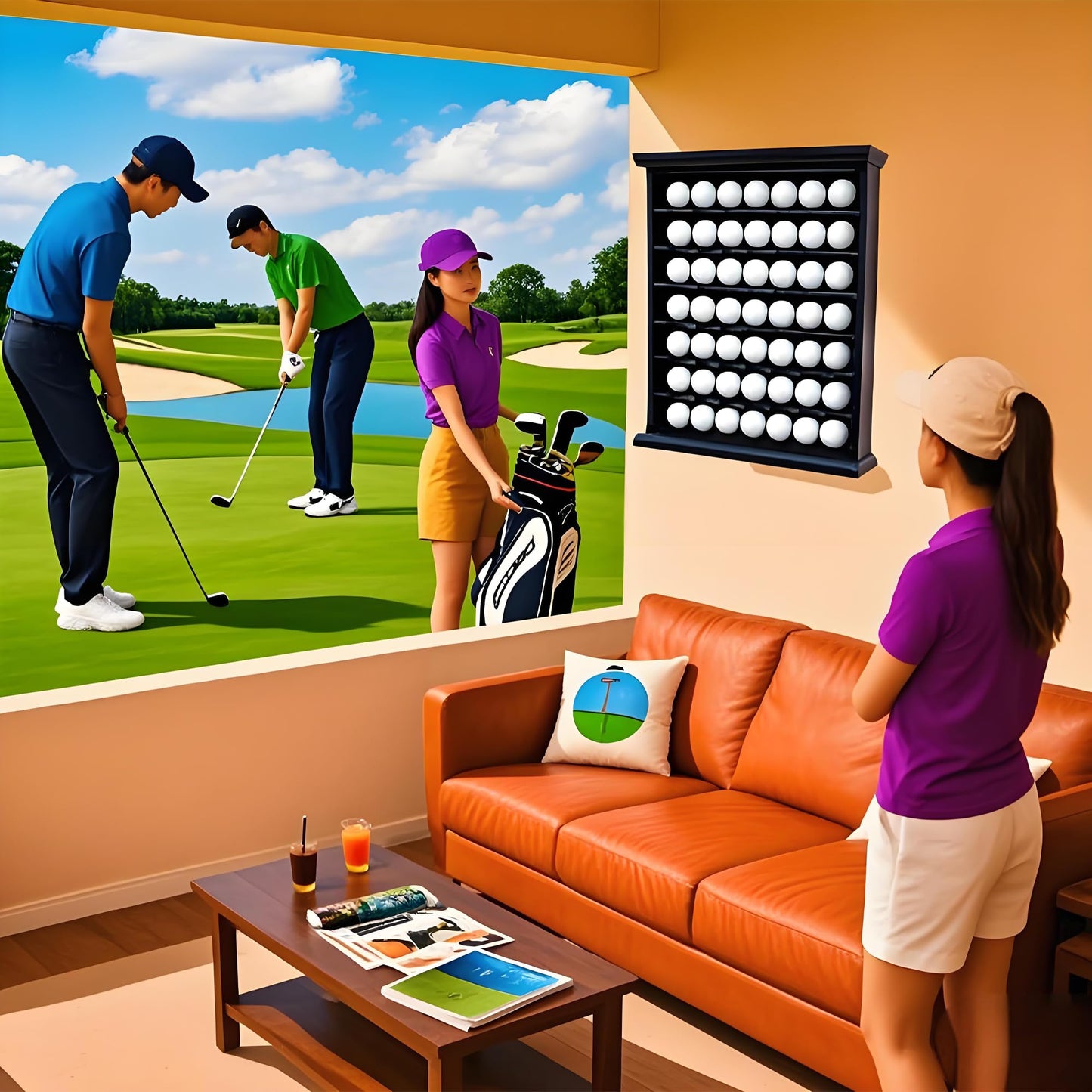 Stylish Golf Ball Golf Ball Display Case - Solid Wood Shadow Box for Home, Office, and Exhibition Display - Ideal Storage and Showcase Solution - Black Color