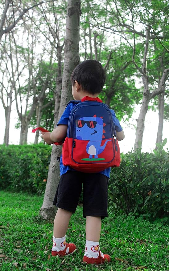 11 Inch Kids Toddler Preschool Travel Backpack Cool Cute Cartoon Daypack (Dinosaur Red)