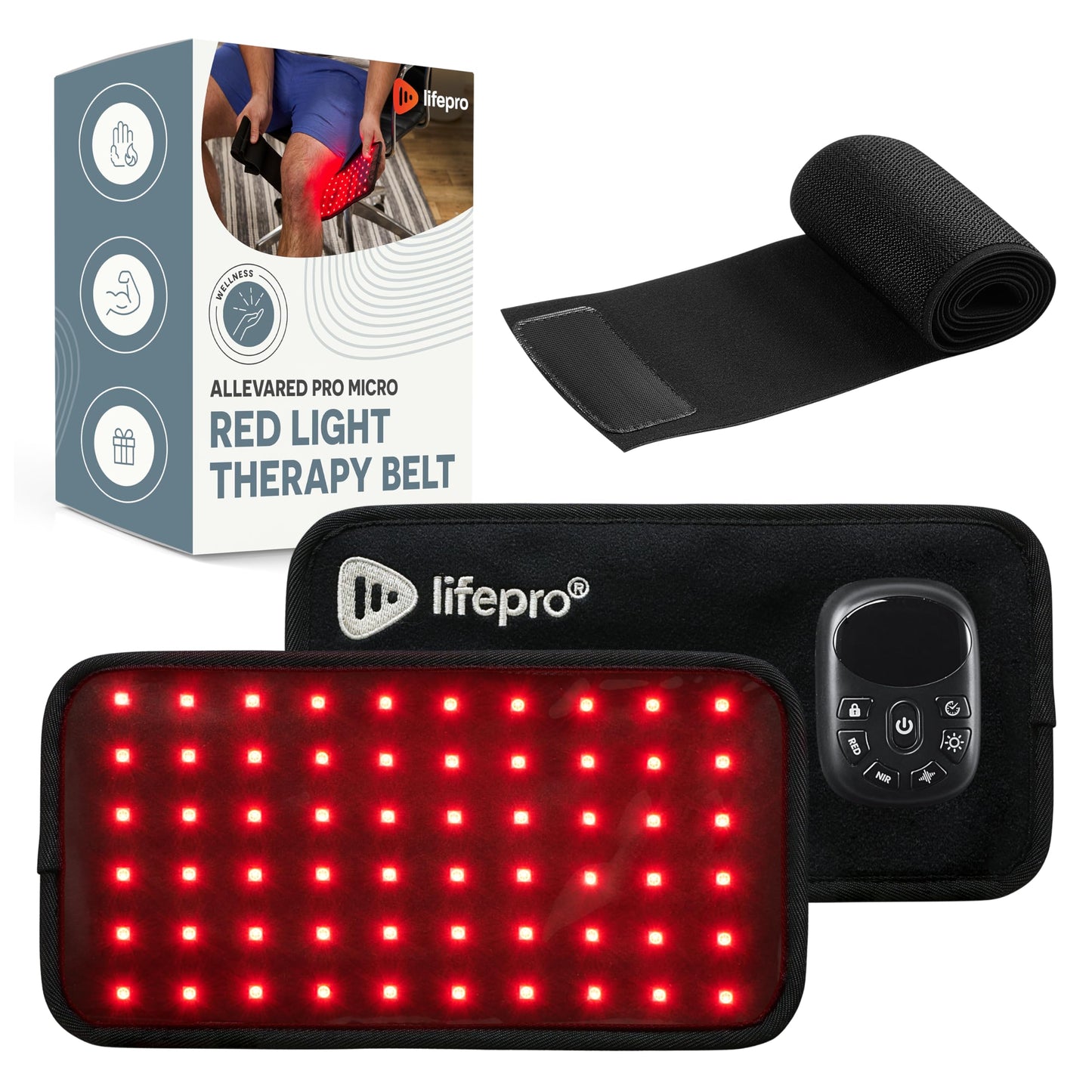 Lifepro Red Light Therapy Belt – Infrared Red Light Therapy for Body, Back and Shoulder with Triple Chip LEDs, Allevared Belt with 660nm & 850nm Wavelengths – for Daily Comfort & Wellness Support