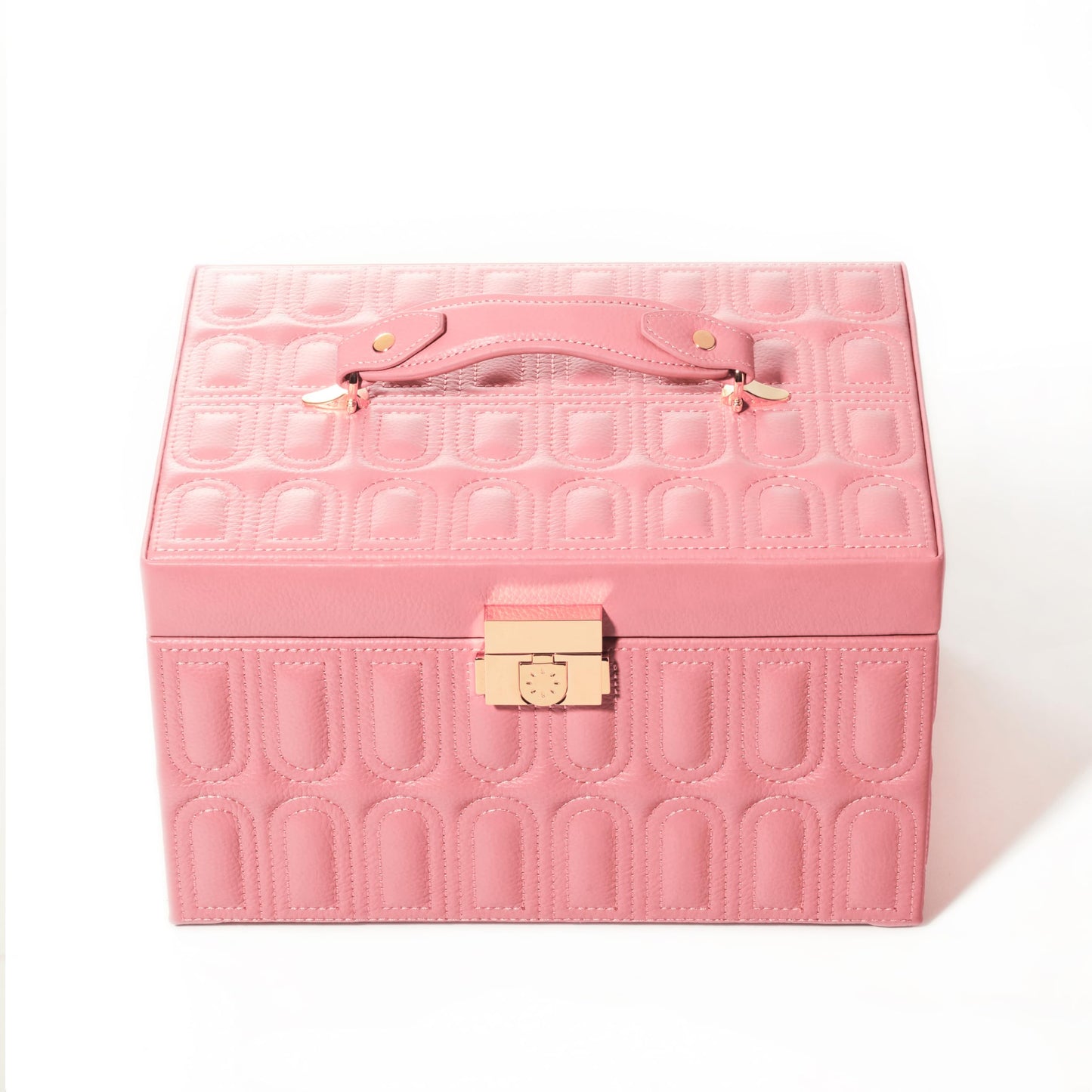 BILLSTONE Amour Large Rose Gold Jewelry Box, Jewelry Organizer and Storage with Multi Tray Compartments, Genuine Leather