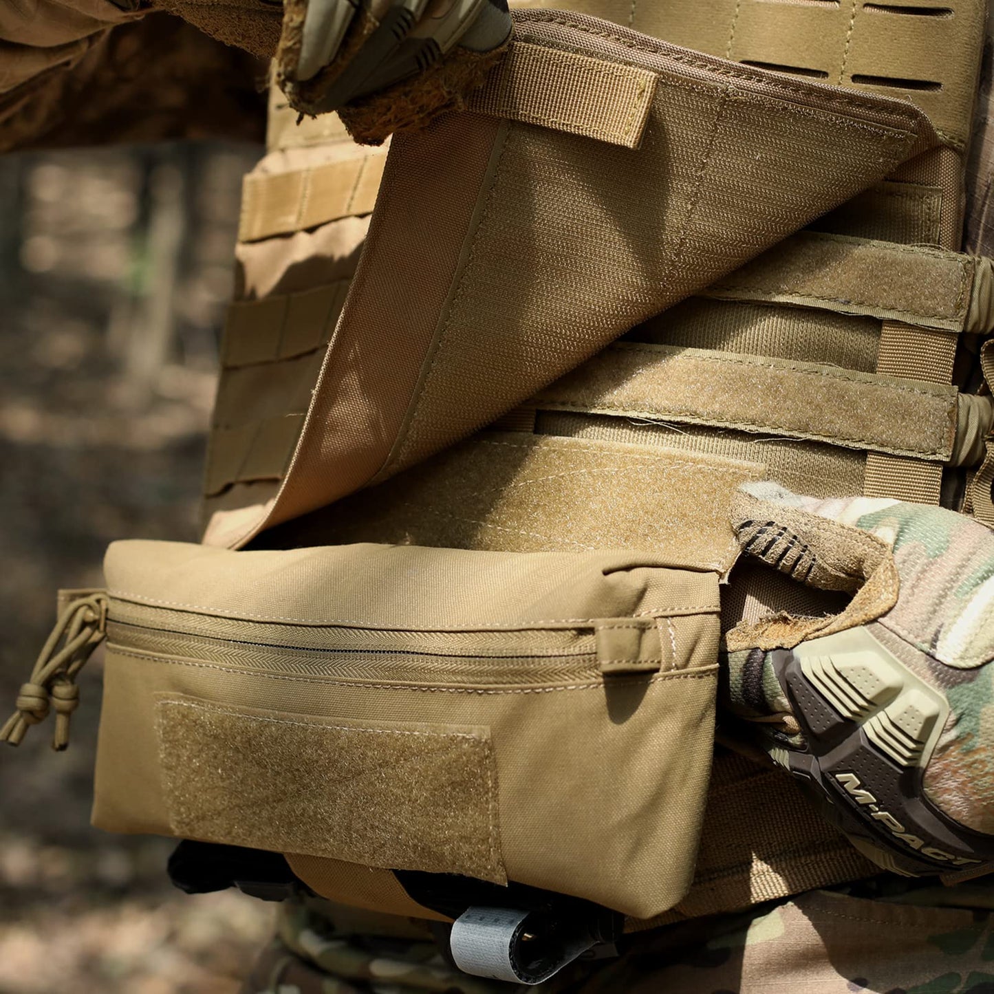 WYNEX Tactical Dump Drop Pouch, Dangler Pouch Utility Tool Pack Sub Abdominal Carrying Bag EDC Pocket Organizer Accessories for Plate Carrier Chest Rig Khaki