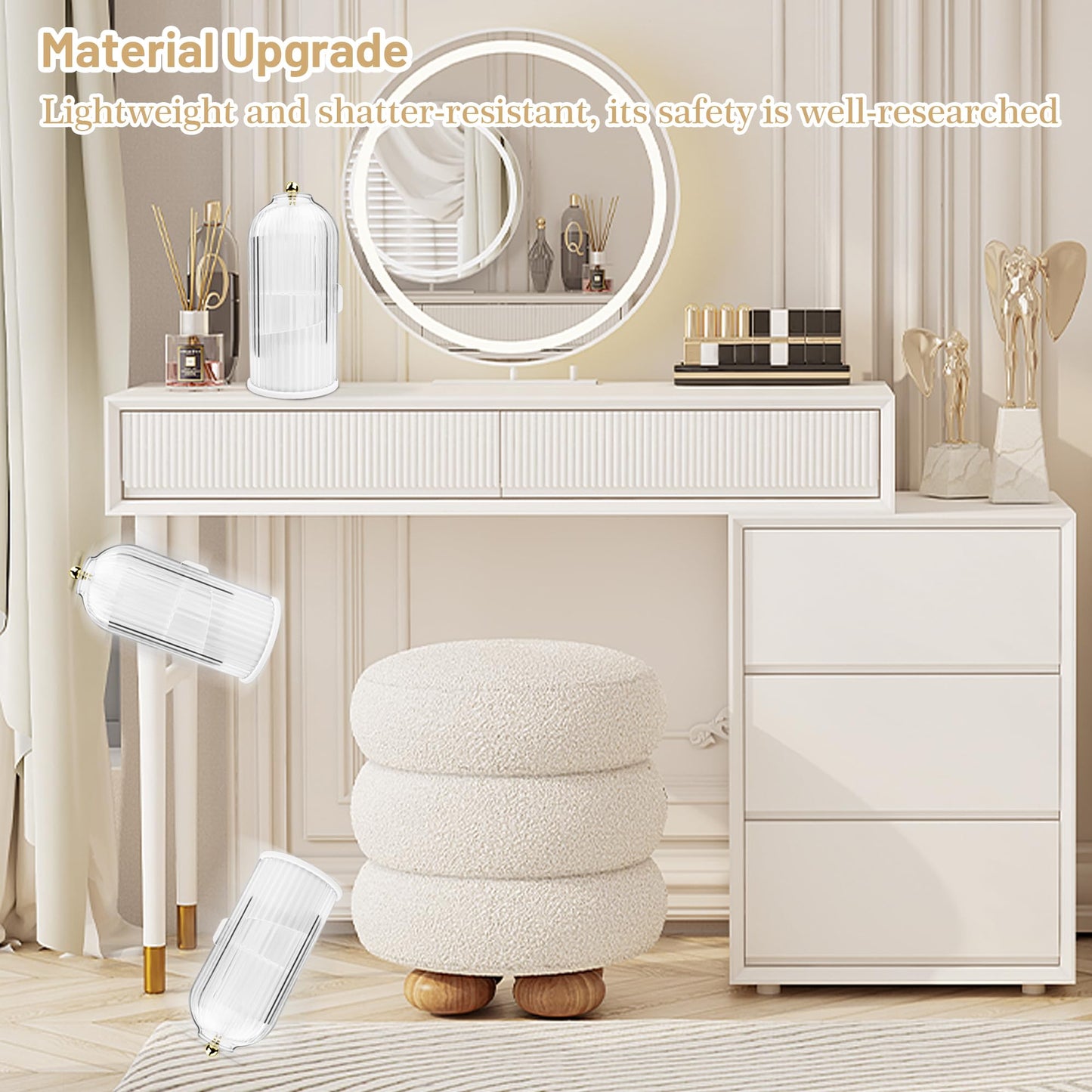 Ezebesta 1PCS Makeup Brush Holder Organizer with Clear Lid 360 Rotating Sliding Opening Dustproof Brushes Container for Vanity
