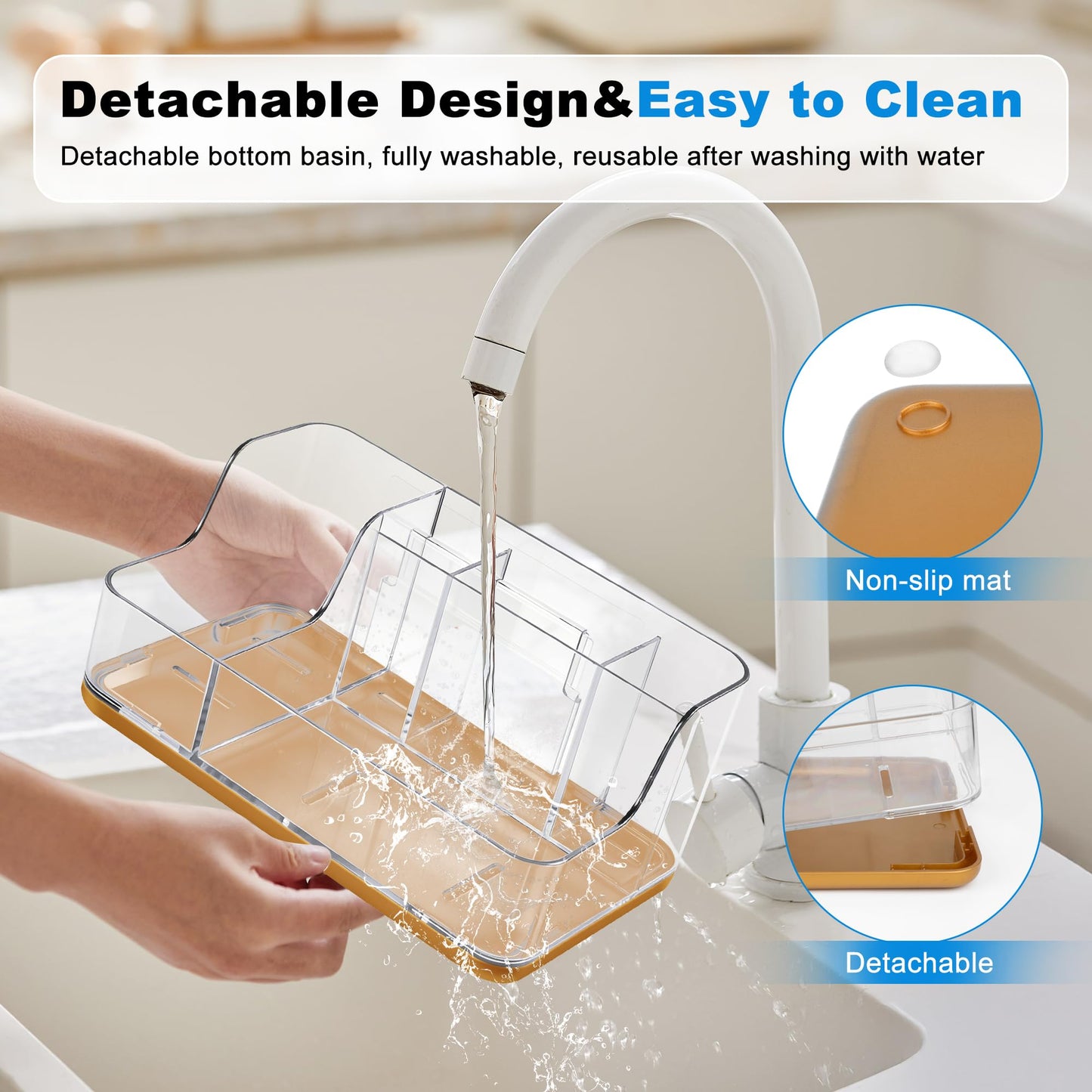 LAREKUN Gold Vanity Bathroom Countertop Storage Rack Lipstick & Makeup Brush Organizer Skincare Storage Box for Vanity Ideal for Bathroom, Living Room, and Kitchen Organization