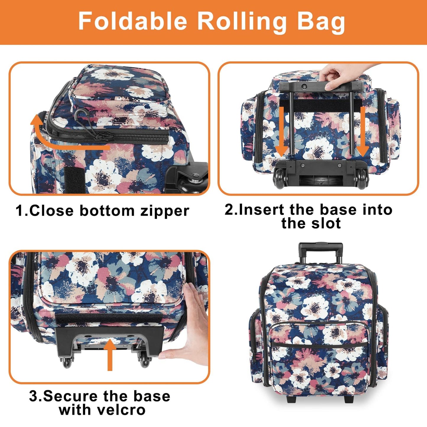 YOREPEK Large Rolling Craft Bag Wheels, Briefcase Gift for Crafter Teacher