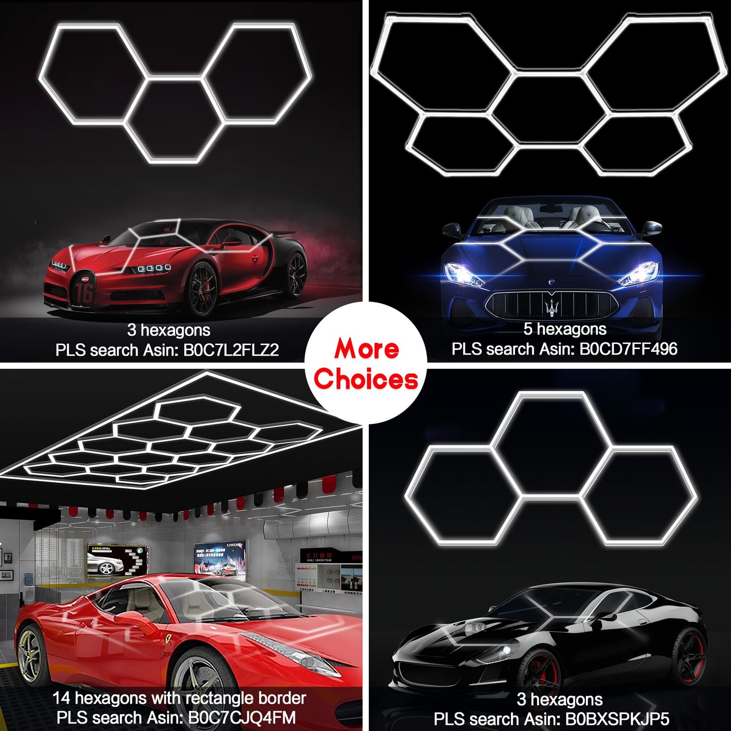 MODERN Hexagon Garage Light: Higher Brightness 720W 86400 Lumens Hexagon Led Garage Light with Rectangle Frame 6500K for Garage, Basement, Warehouse, Auto Beauty Shop, Car Detailing Shop etc. …