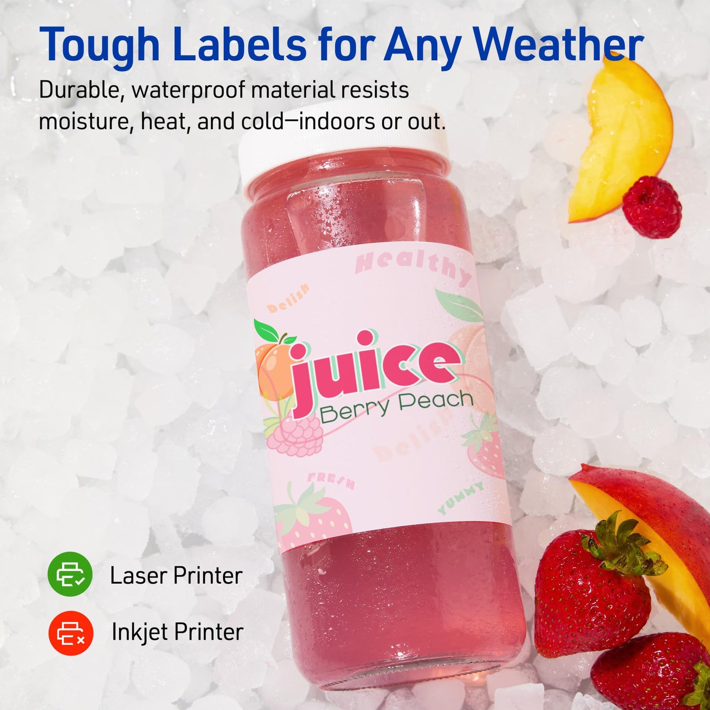 Avery Outdoor Waterproof Rectangle Labels, 11" x 4.25", White Film, Compatible with Laser Printers, 20 Labels Total, Great for Product Branding, Packaging, and More