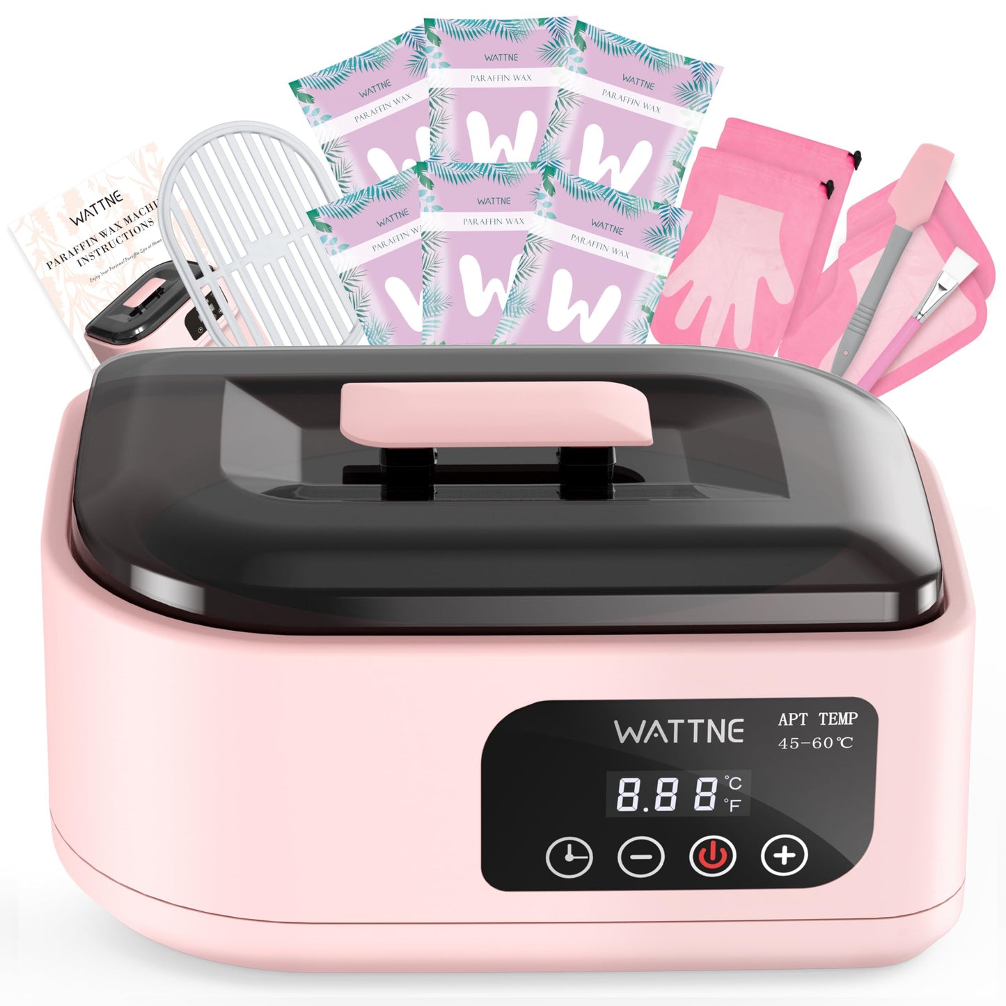 Wattne Paraffin Wax Machine for Hands and Feet, 3500ml Paraffin Wax Warmer with Timer & Keep Warm, Paraffin Wax Bath Moisturizing Kit for Arthritis, Dry Skin Care, Home Spa-Pink