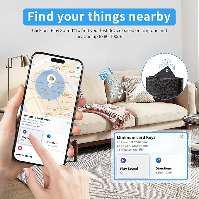 Locator Tag Compatible with Apple Find My APP (iOS Only, Not for Android), Bluetooth Tracker with Wireless Charging and IP68 Waterproof, Backpacks, Luggage, Key Tracker Tag.Black-Orange-2 Pack
