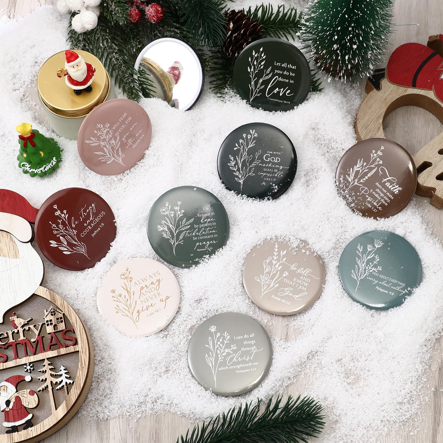 GlikCeil 40 Pcs Christian Compact Mirror Bulk for Women Inspirational Bible Verse Pocket Mirrors Mini Purse Makeup Mirror Christian Church Gift for Women VBS Church Party Favors